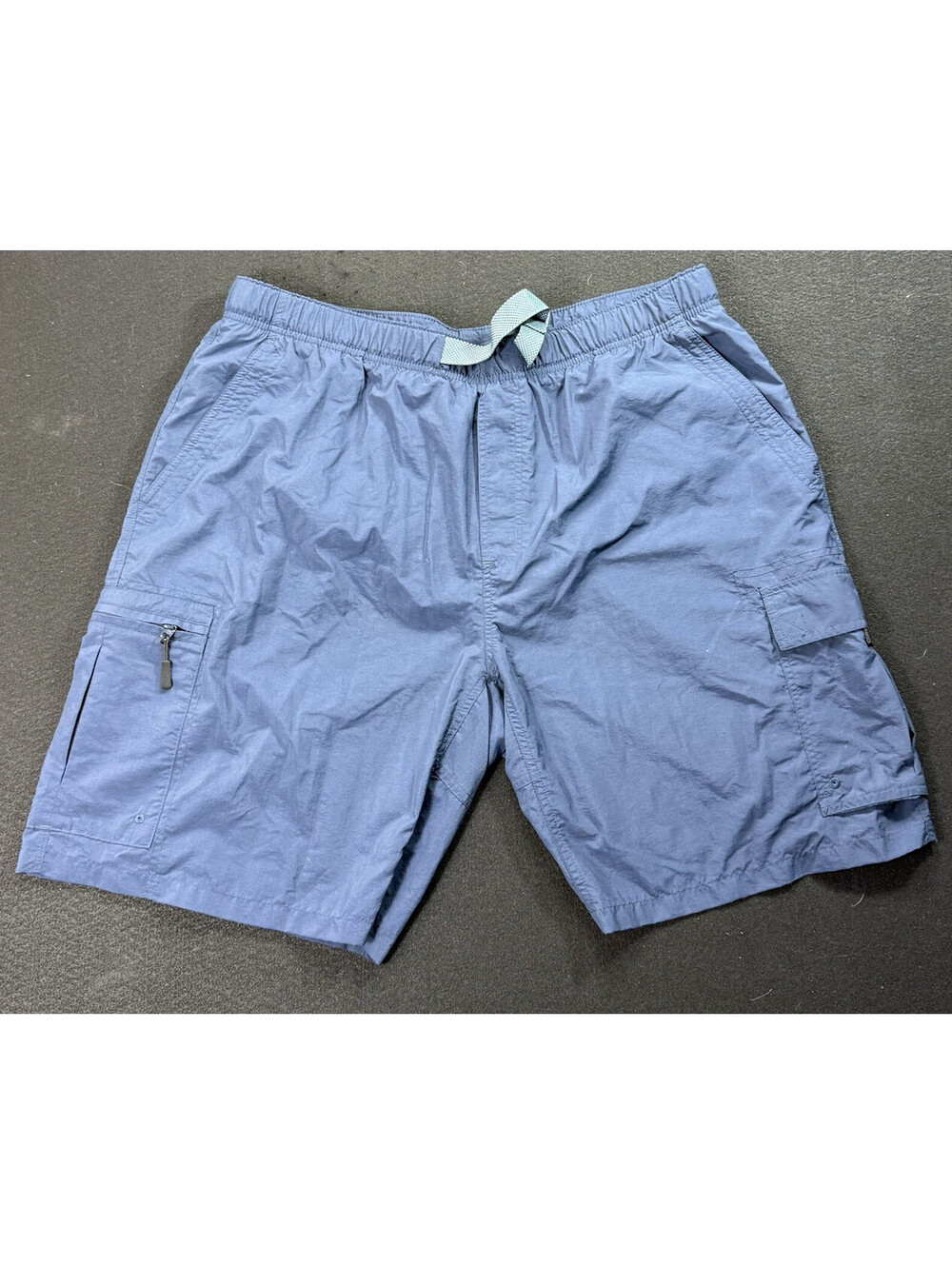 Columbia Men's Blue Solid Swim Trunks XL Drawstring Elastic Waist Lined Pockets